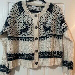 Old Navy Nordic Moose Cardigan Sweater size L